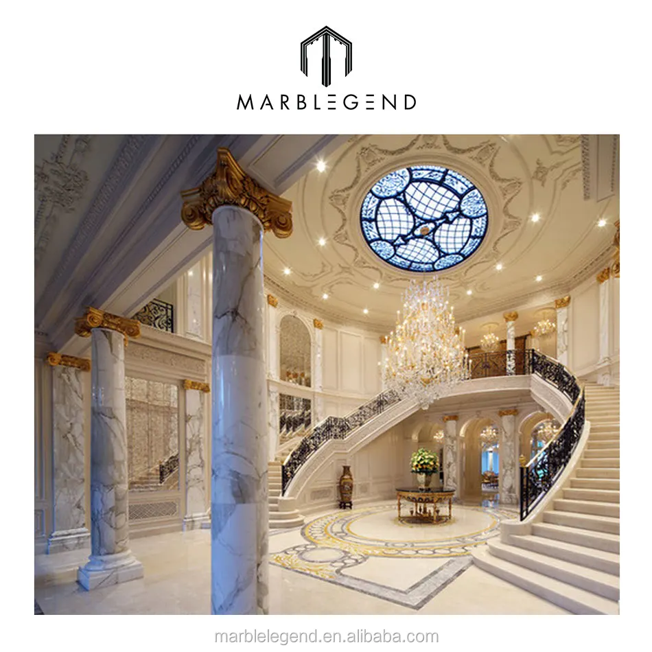 Palace style interior design stone white marble column