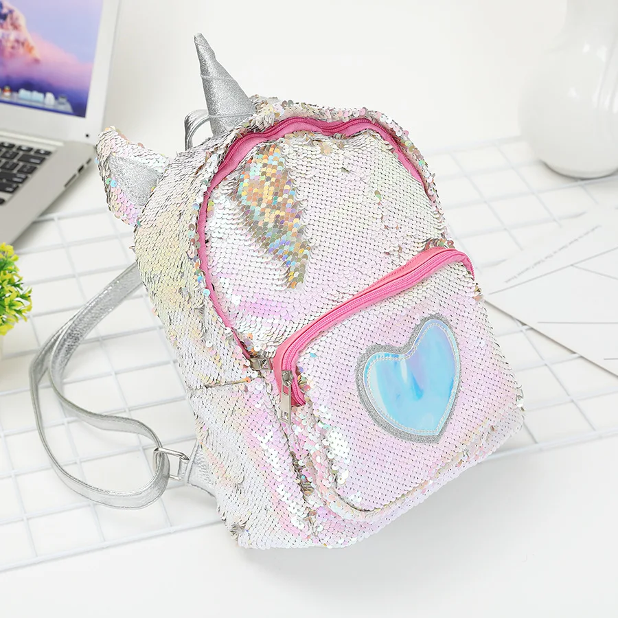 2019 new unicorn backpack girl fashion sequins backpack cartoon cute bag travel backpack