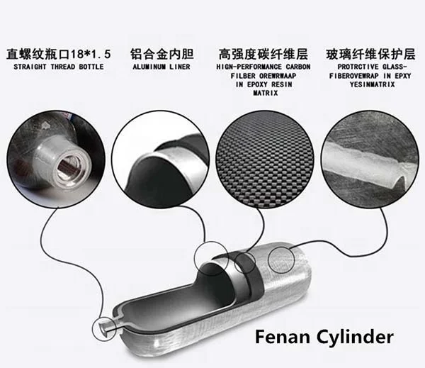 3L-12L Carbon Fiber Aluminum Lined Composite Scuba tank, Scuba Gas Cylinder