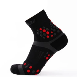 Drop shopping custom socks logo design ankle Lycra hand linked seamless toe athletic 3D compression running socks