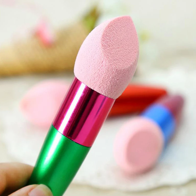 Latex free makeup sponge with handle, Cosmetic powder applicator with handle, beauty makeup blender sponge stick