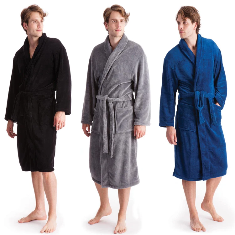 
wholesale warm super soft microfiber /fleece bathrobe shower polyester spa robe with logo 
