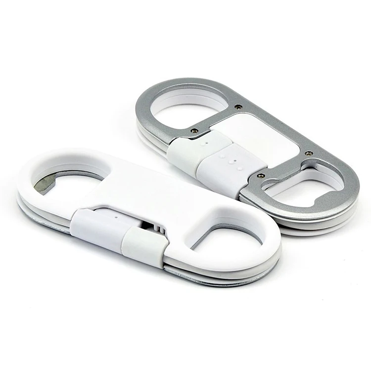 
Multi-function Beer Wine Bottle Opener Keychain Charger Cable for iPhone and Samsung Android Phones 