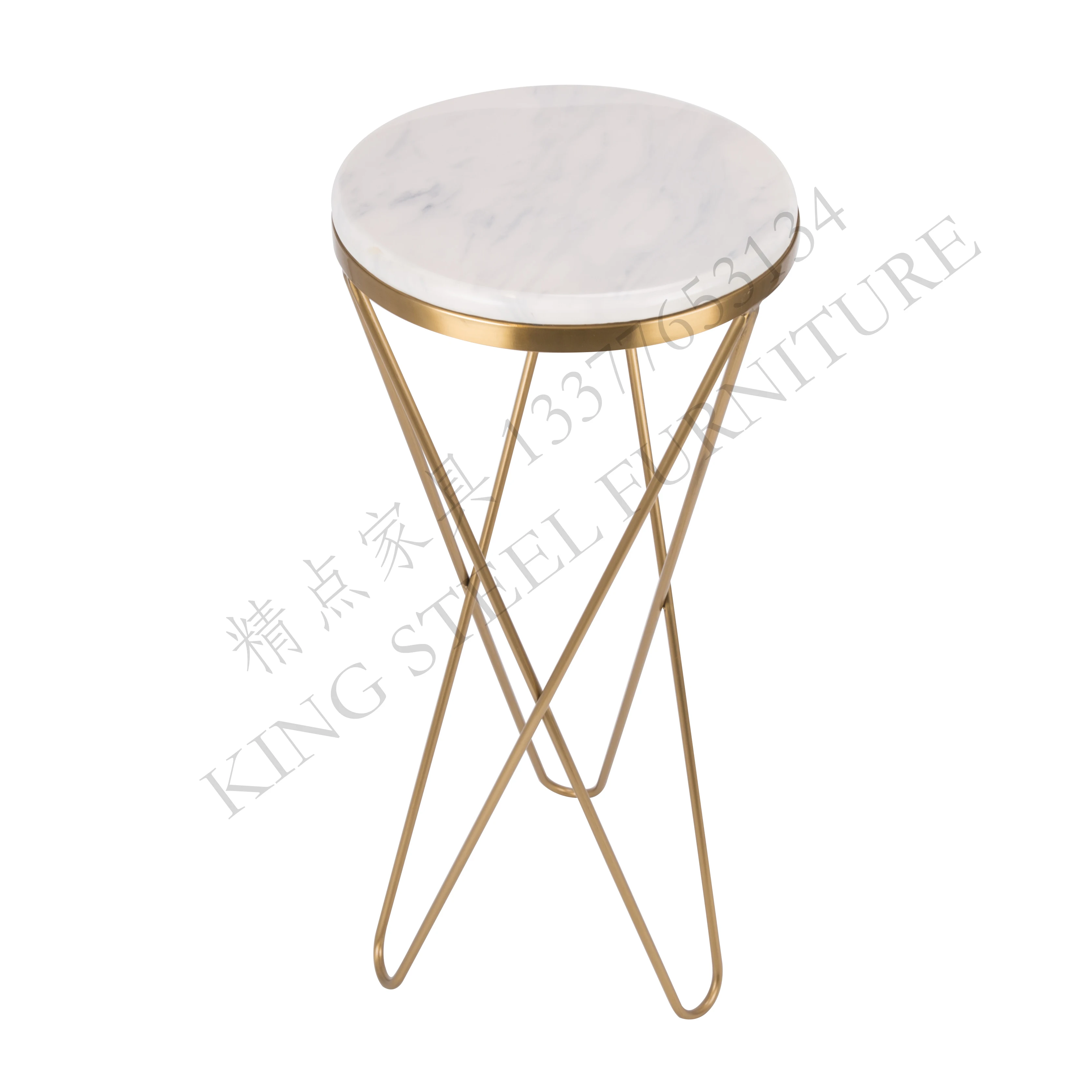 Set of 3pcs Display Stand Golden Plated Decoration Flower Stands with Marble Top Stainless Steel Frame Home Furniture Wedding