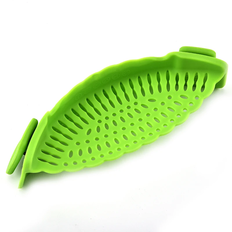 wholesale green Eco-Friendly  grade Fruit vegetable filter kitchen tools silicone strainer