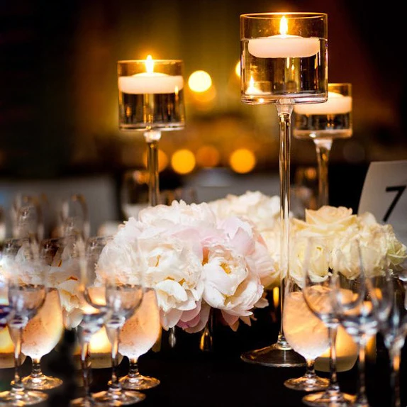 Wedding Table Glass Centerpiece Tealight Holder/hurricane Glass Tealight Candle Holders Set/glass Trio Pedestal Candleholder
