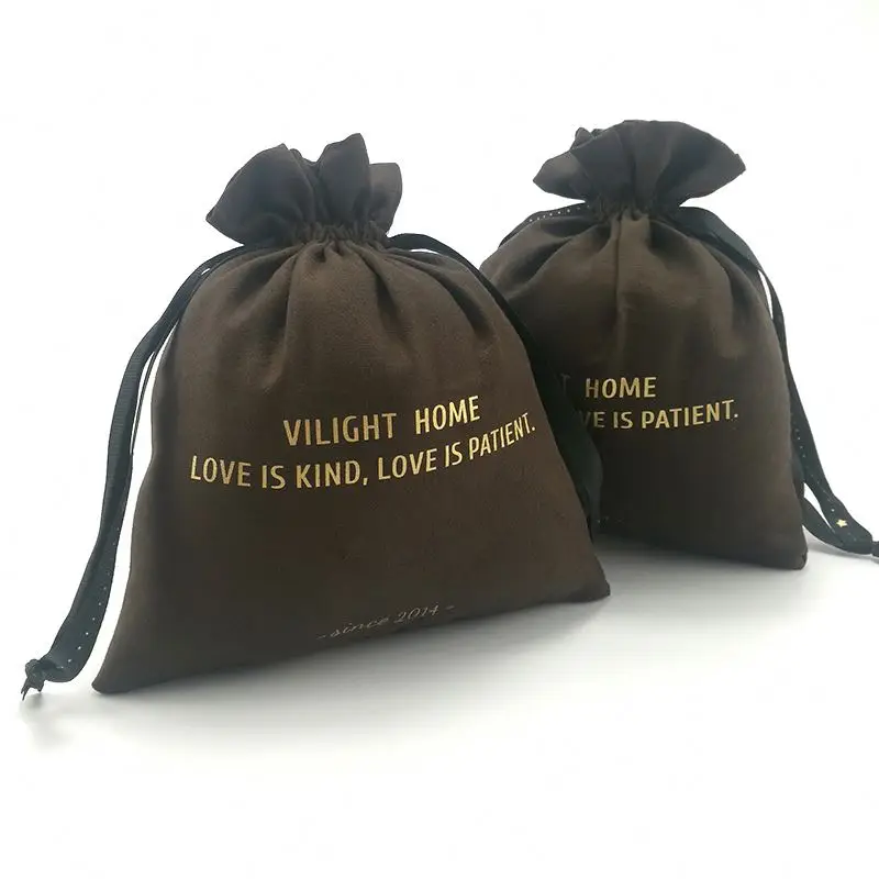 Custom Size small luxury dust custom velvet gift bag with hot stamping