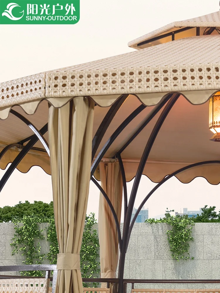 Factory Price Hot Sale Gazebo Sale Wood Gazebo Round Bamboo Wicker Gazebo 430cm