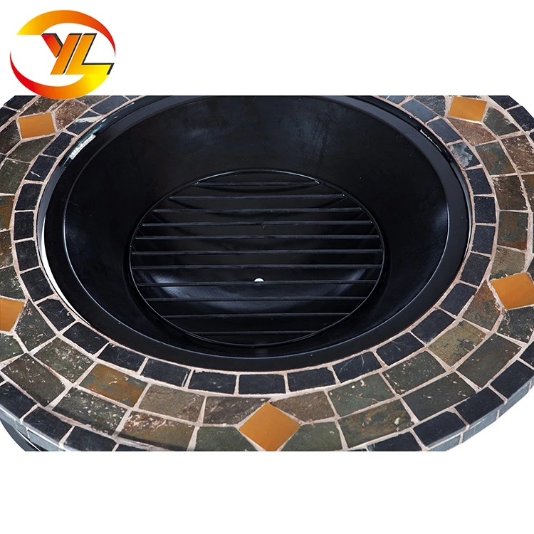 Fire Pit Mat Natural Stone Fire Place Copper Accents Slate & Marble Fire Pit