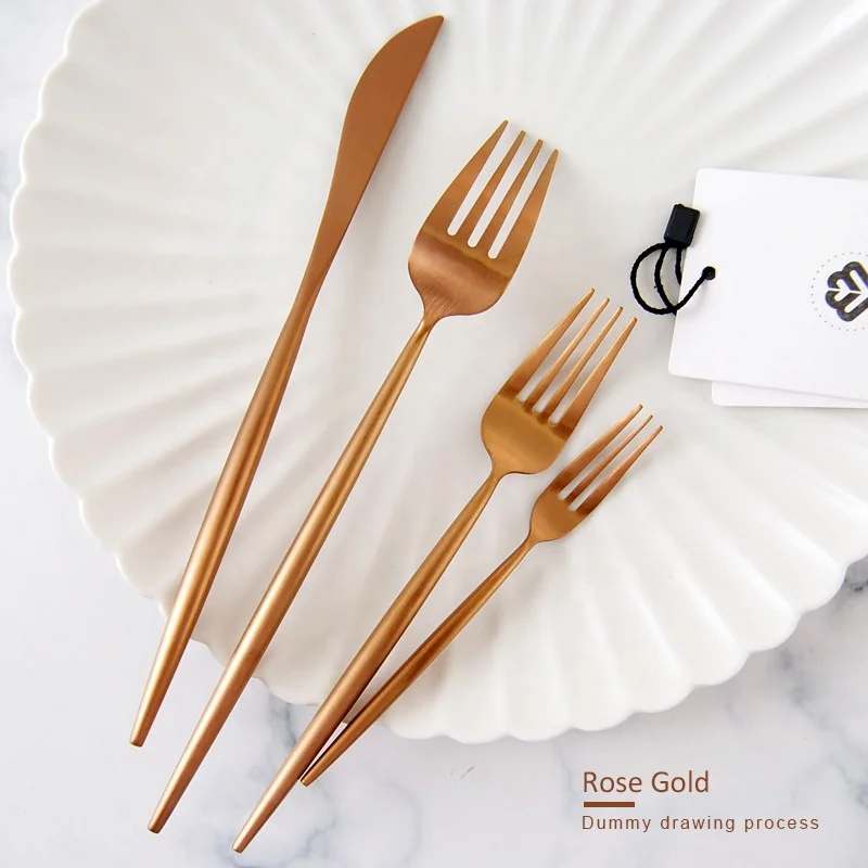 Luxury Royal 18/8 Stainless Steel Rose gold PVD Cutlery Set for Restaurant Flatware