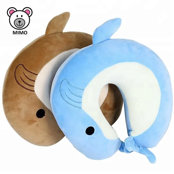 Plush Dolphin Toy Super Soft Neck Head Support Travel Pillow Massage Cushion Cute Kids Stuffed Animal U Shape Travel Pillow Neck
