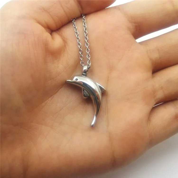 Urn Necklace Cremation Jewelry Memorial Ash Keepsake Dolphin Shape Pendant Necklace