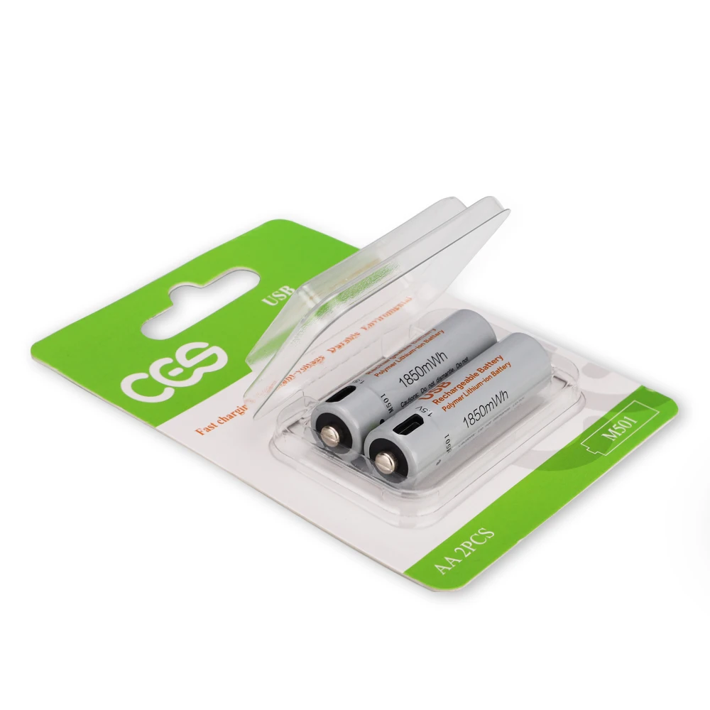 14500 Rechargeable Lithium Ion Battery 1200mAh 1850mAh Micro USB 1.5V Batteries