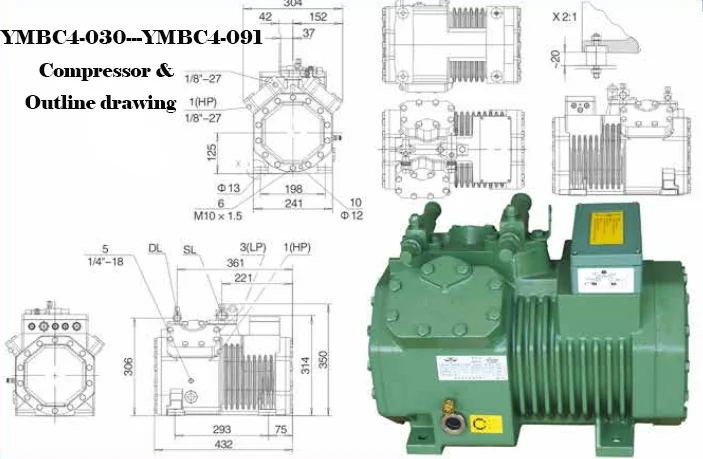YEMOO 5hp cold room highly R22 R404a refrigerant gas compressor