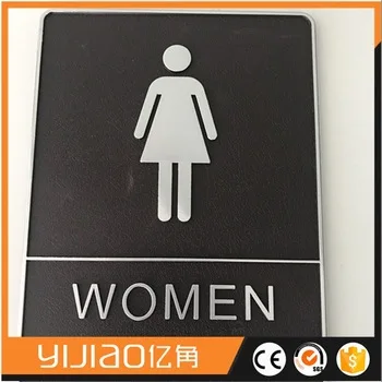 Stainless Steel and Acrylic Restroom Sign Plate with Braille Door Plates Yj-toilet Sign Hotel Carton Case CN;JIA Modern YIJIAO