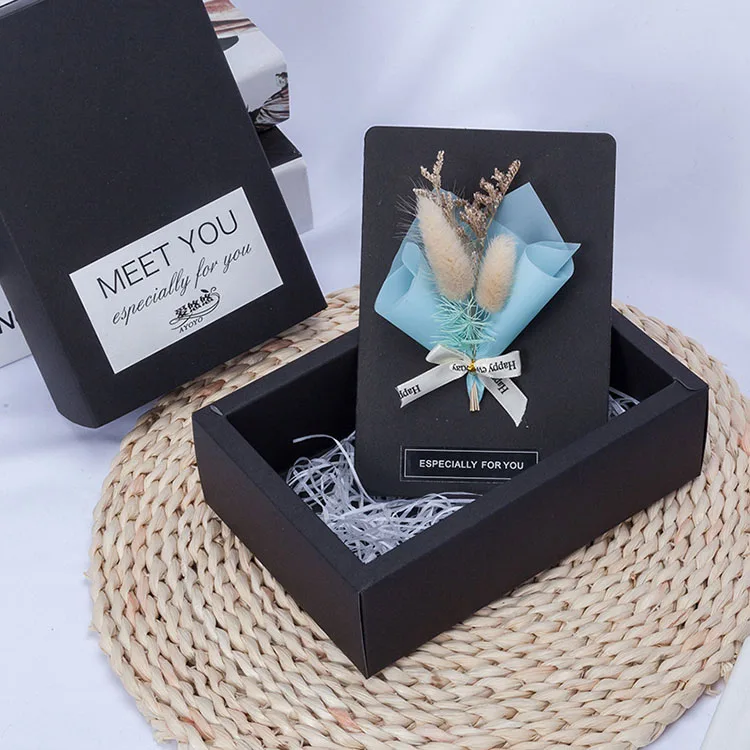 Оригинальная Подарочная коробка на День святого Валентина, рождественский подарок, мини-букет, поздравительная открытка с сухими цветами
