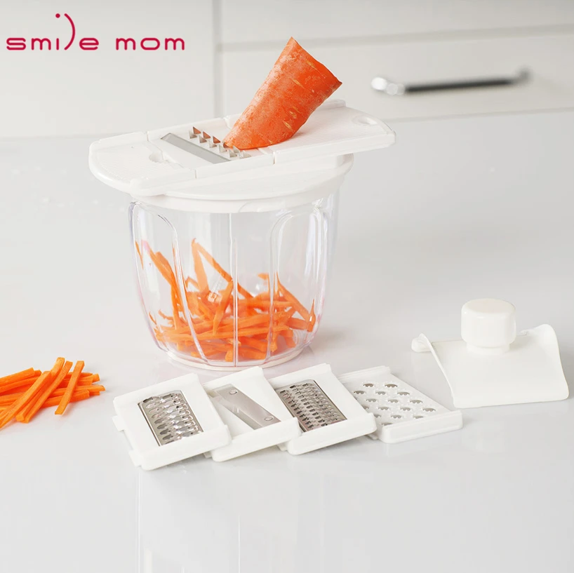 Smile mom 2 in 1 Plastic Kitchen 900ml Hand Mixing Egg Vegetable Garlic Swift Pull Food Chopper With 5 Blades Pulling Chopper