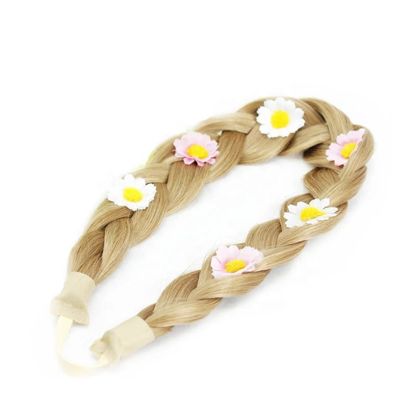Fashion handmade hair accessories braid hairband with small flower for girls wigs headband