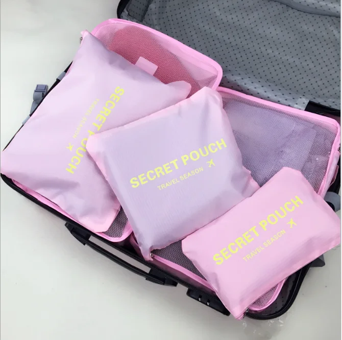 Clothes Packing Cube Set Bag Travel Pouch Set New Arrival Promotion Polyester in Bag 6 Pcs TB15101212 0.25kg CN;ZHE JF