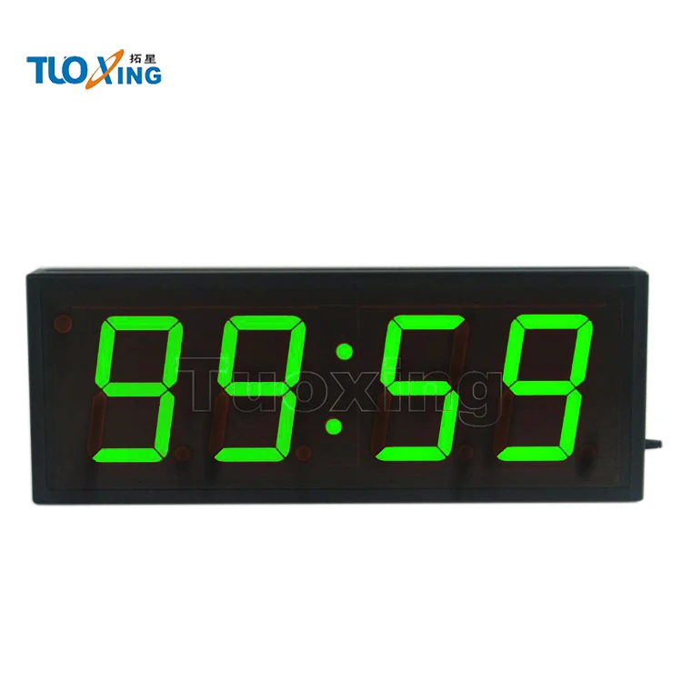 5 inch 4 digits Green LED magnum clock large led digital indoor timer clock