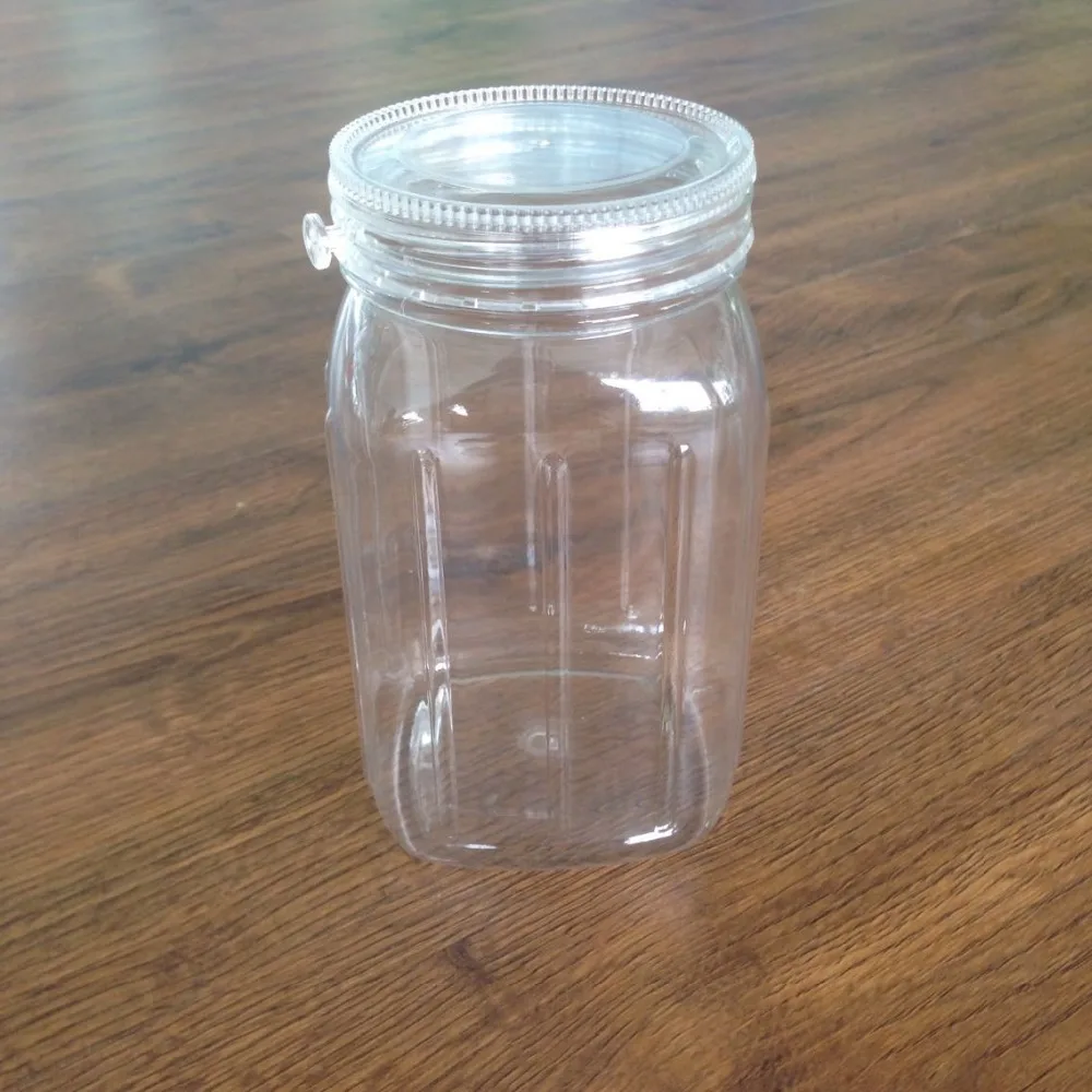 25oz square plastic candy storage jar with/without handle and screw lid