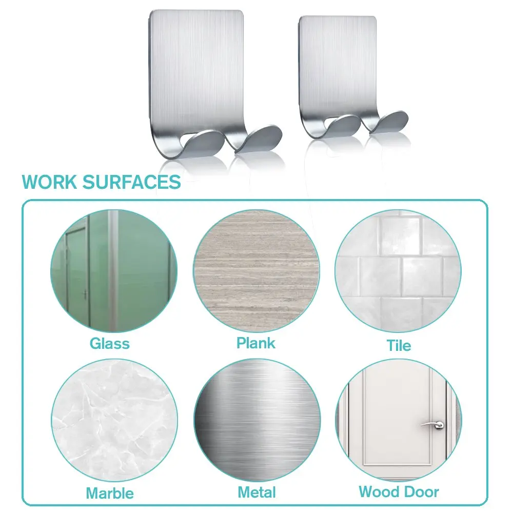 
HONVEY Trade Assurance 304 Stainless Steel Shaver Holder Adhesive Wall Towel Robe Hook 