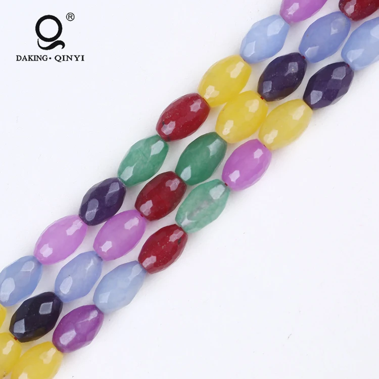 Factory Supply Wholesale Bulk Rice Shape Faceted Agate Stone Beads For Jewelry Making