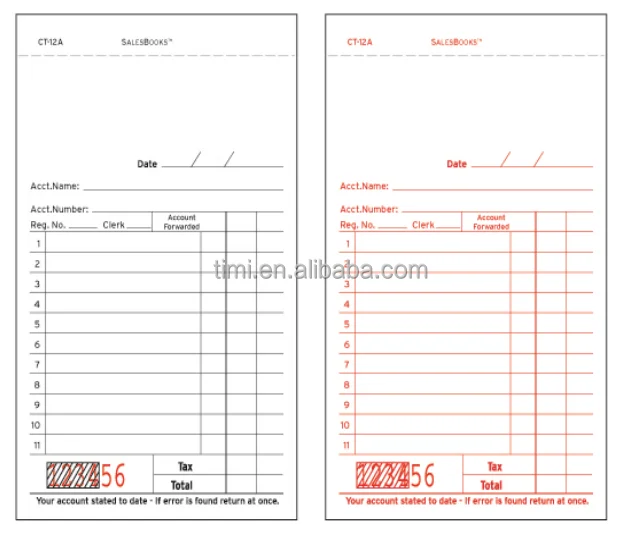 
TIMI CT-12A GUEST CHECK , RESTAURANT DOCKET BOOK,WAITER DOCKET BOOK 