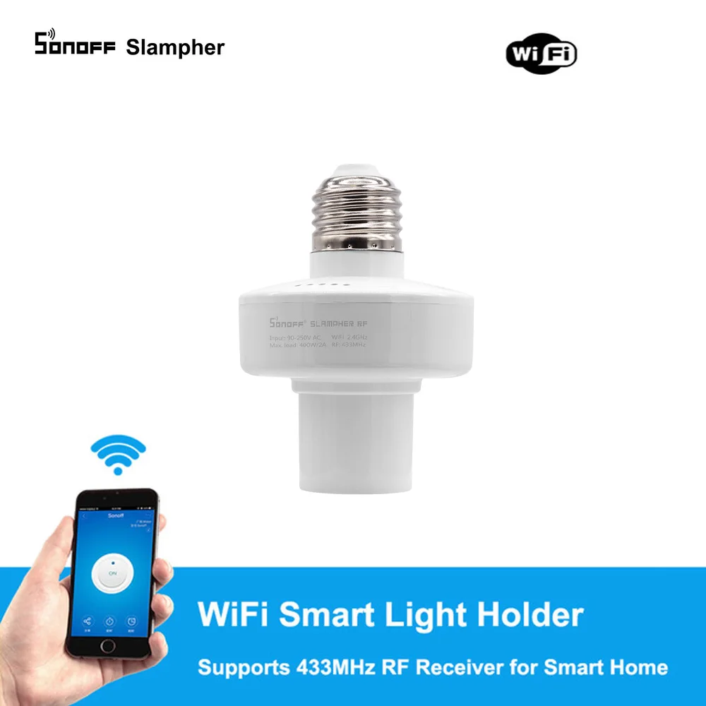 SONOFF Slampher Wireless 433MHz RF Control Light Bulbs Holder WiFi Remote Light Holder For Smart Home Works with Google  Alexa
