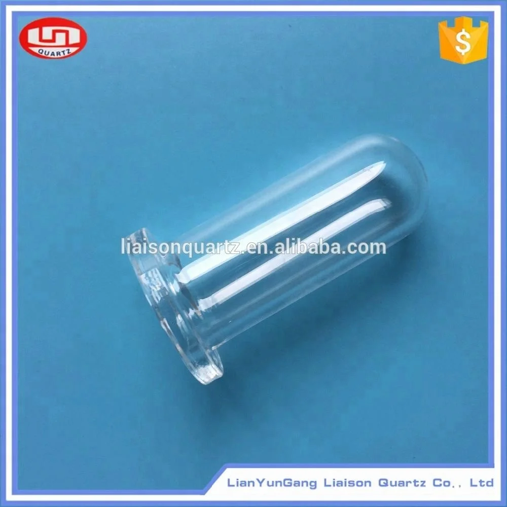 Polished round fused quartz tube with flange