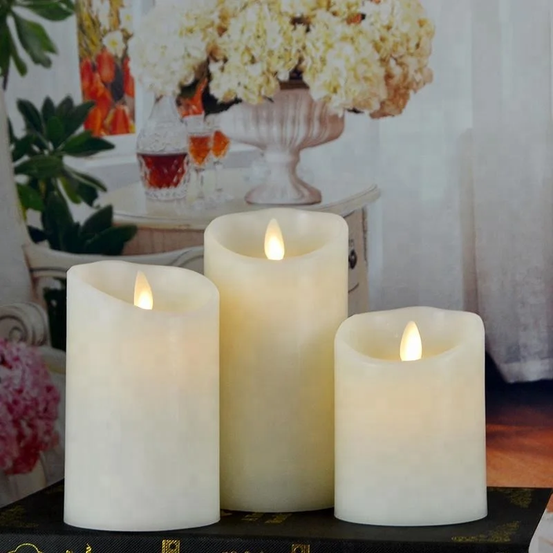smokeless real wax Artificial Candle LED Ivory Flameless Candle Set with Gift Box