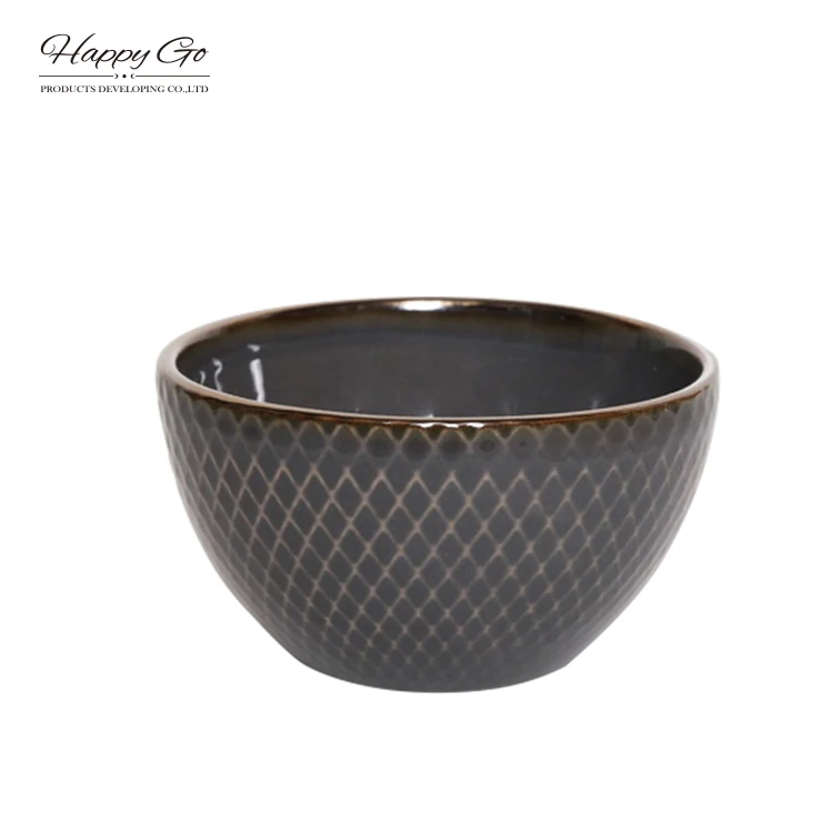 Geometry collection stoneware tabletop set with metallic rim glaze Nordic style modern embossed ceramic dinnerware