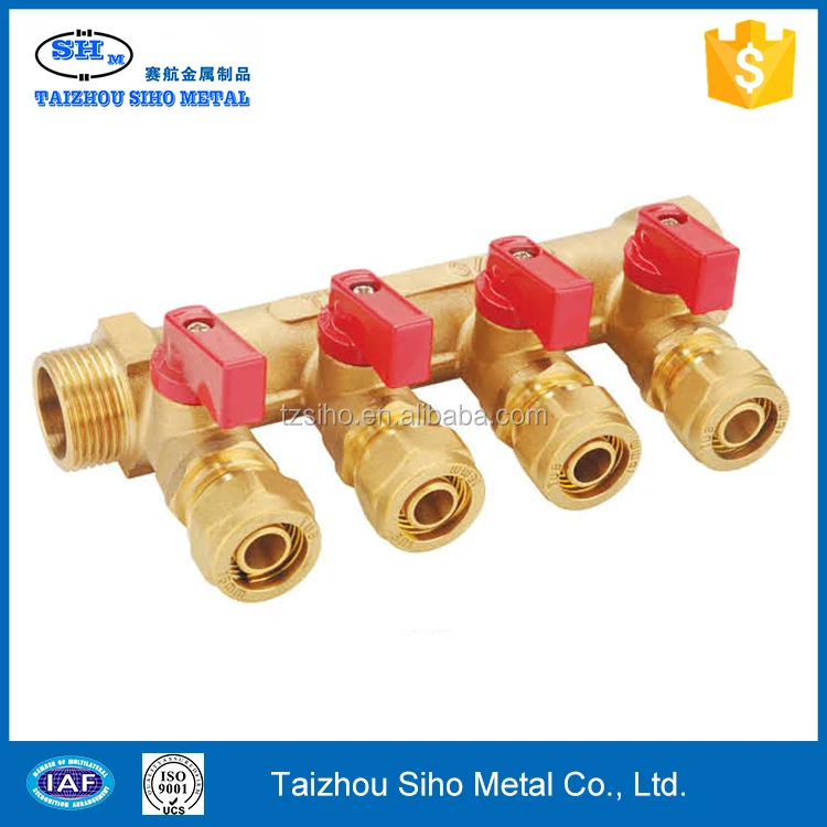 Поставщик латунных манифолей для подогрева пола, профессиональные китайские резьбовые стандартные приборные многоколлекторные клапаны, нормальная температура воды