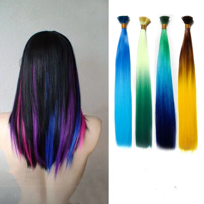 Ombre Synthetic Feathers Hair Extension I tip Hair Extension