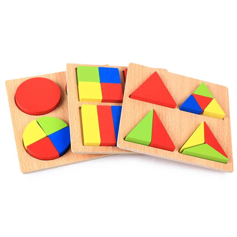 Baby Wooden Geometry Shape Sorting Jigsaw Puzzle 3D Kids Learning Color Matching Cognitive Board Toddlers Educational Toys