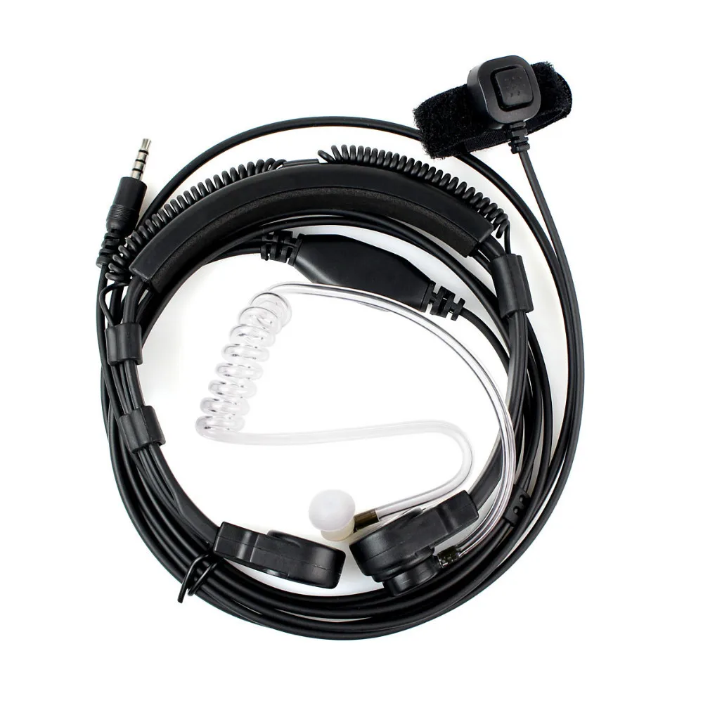 1pin 3.5mm Finger PTT Throat Mic Earpiece hidden Air Tube Earpiece for Mobile Phones