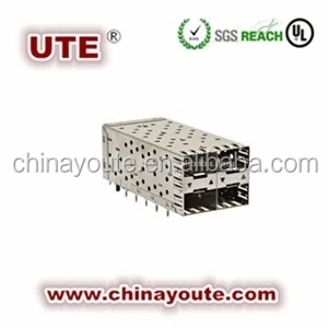 SFP Connector 1x1 Cage with EMI Spring Grounding Pin Press Fit