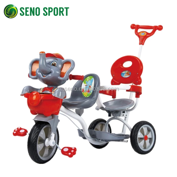 Hot Sales 2 Seats Plastic Cartoon Children Tricycle For Twins