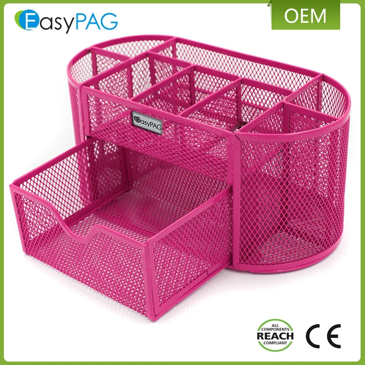 Современный изящный красочный Органайзер из проволочной сетки из металлического материала для офисного стола