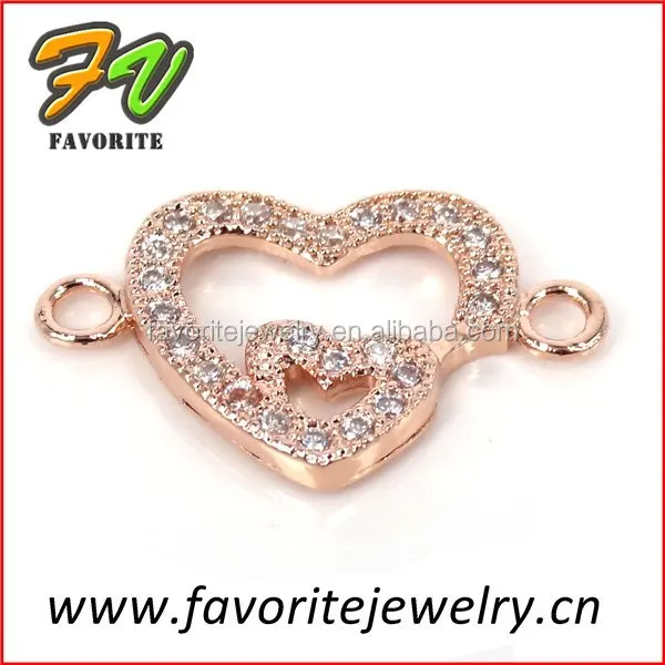 Форме сердца роуз металлического сплава проложили ювелирные изделия кулон компоненты