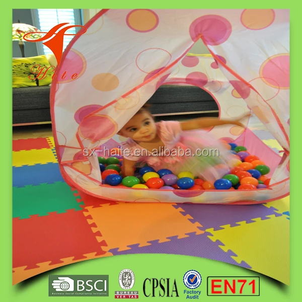 Princess Pink Polka Dot Twist Play Ball Tent House for Kids