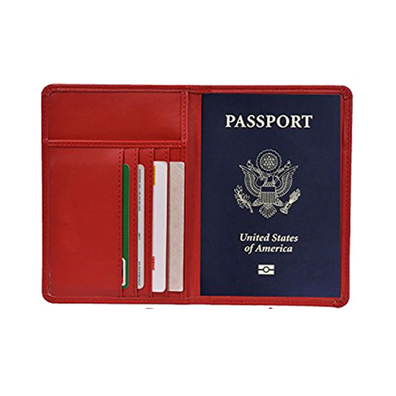 Factory OEM Genuine Leather Passport Holder Travel Passport Wallet Business Card Holder Passport case with RFID Blocking
