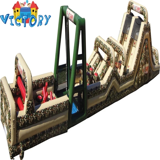 
24m long adults boot camp military inflatable obstacle course with 3 parts FOR SALE from Guangzhou Inflatable factory 