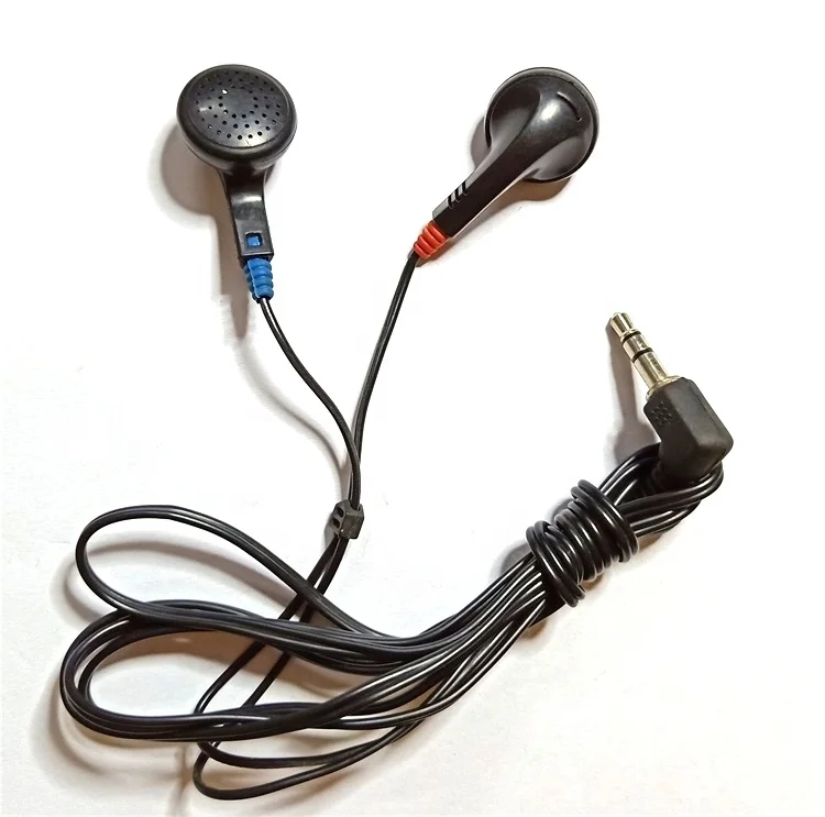 3.5mm connectors cheapest black disposable mono wired earphones in stock for bus or tour guide or train