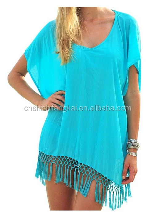 wholesale beach cover up beach wear Hawaii moroccan dress kaftan for sale Bohemian Crochet Fringe Swimsuit Bikini Cover-Up