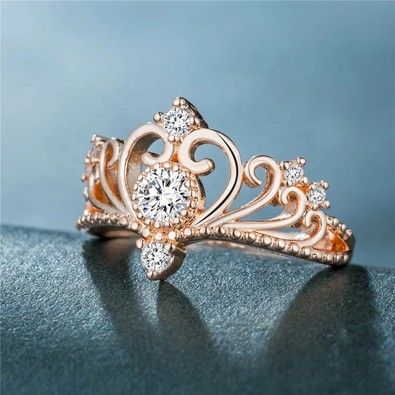 Caoshi 18K Rose Gold Plated Crown Design Ring For Women Crown Shape Ring Jewelry