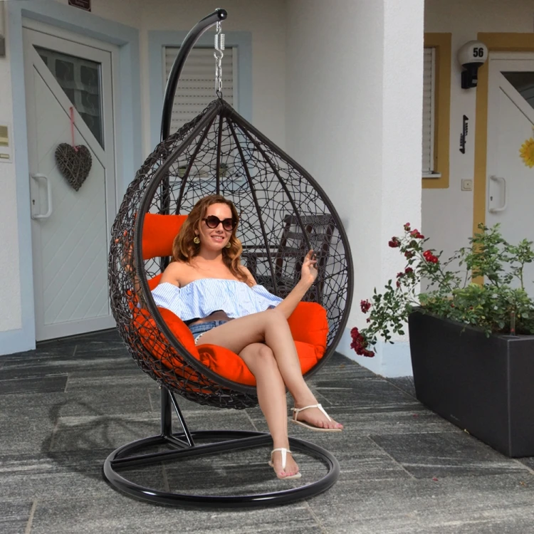 Hot Selling Rattan Wicker Single Swing Chair Rocking Chair Garden Patio Leisure Hammock
