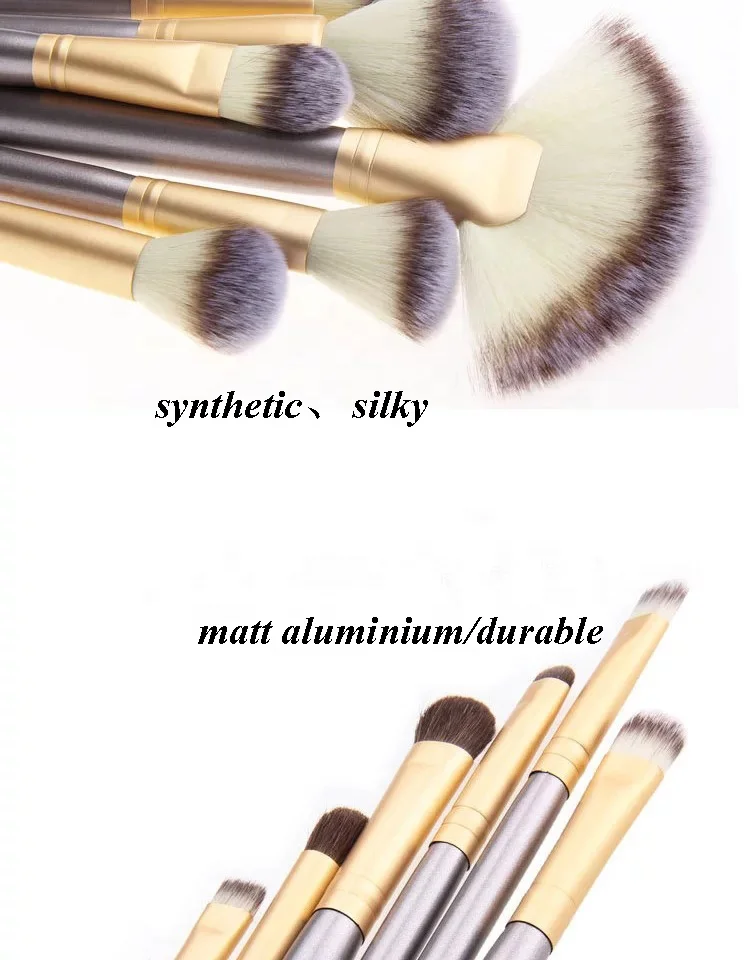 7/12 шт./15 шт./18 шт./24 шт. высококачественные инструменты для макияжа с логотипом на заказ цвета шампанского экологически чистый нейлоновый набор кистей для макияжа на заказ
