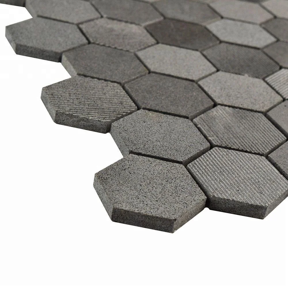 Decorstone24 Dark Color Hexagon Lava Stone Mosaic Tiles Bulestone Kitchen Backsplash From China Factory