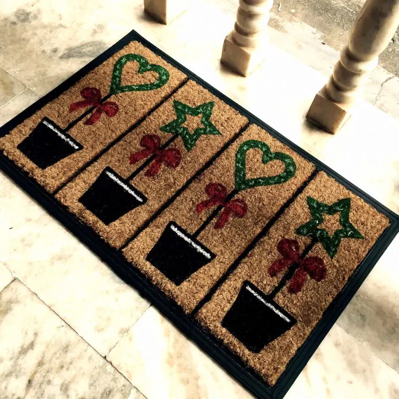 Half Round Semi Circle Home Coco Fiber On Rubber Door Mat